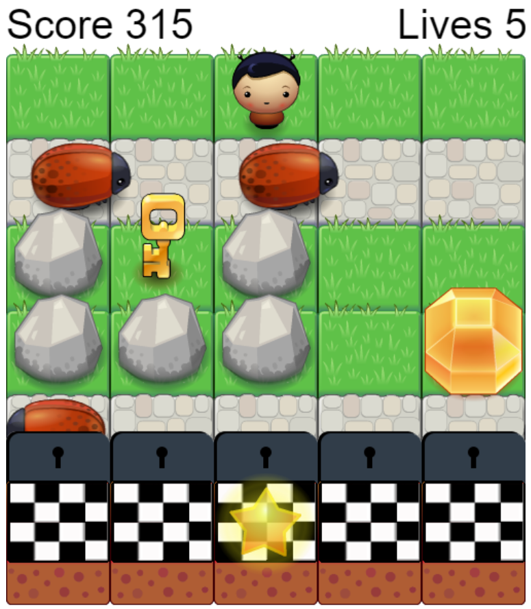 A screenshot shoiwing a level with a more complex design.